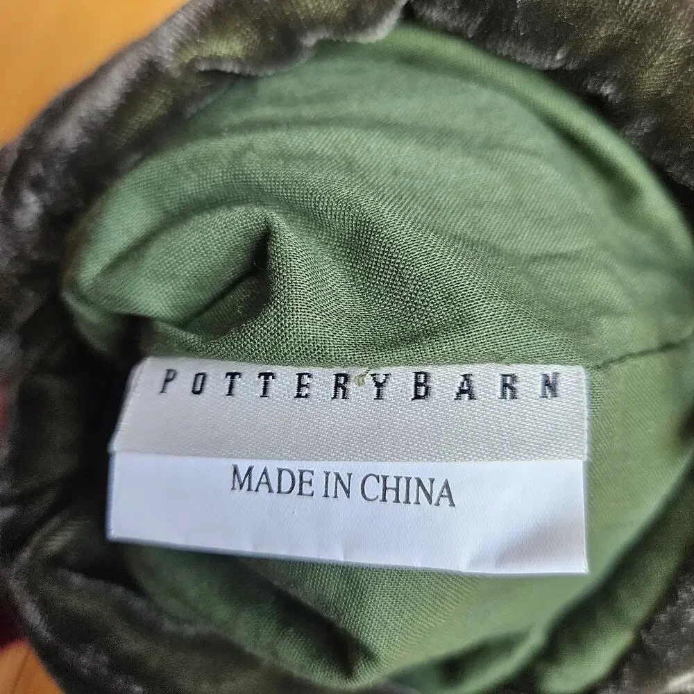 TWO Pottery Barn Christmas Stockings Maroon Green Velvet Mom Dad Embroidered 21